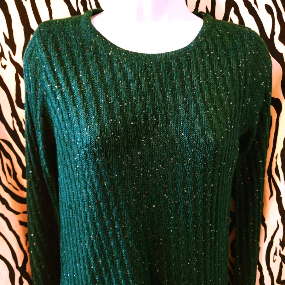 APT 9 size small green glitter sweater
